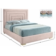 Meridian Furniture Nora Pink Velvet Full Bed with Gold/Chrome Legs Included