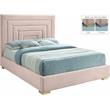 Meridian Furniture Nora Pink Velvet Full Bed with Gold/Chrome Legs Included