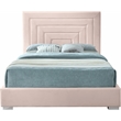 Meridian Furniture Nora Pink Velvet Queen Bed with Gold/Chrome Legs Included