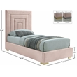Meridian Furniture Nora Rich Pink Velvet Twin Bed with Gold/Chrome Legs Included