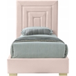 Meridian Furniture Nora Rich Pink Velvet Twin Bed with Gold/Chrome Legs Included