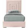 Meridian Furniture Nora Rich Pink Velvet Twin Bed with Gold/Chrome Legs Included