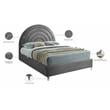 Meridian Furniture Rainbow Gray Velvet King Bed in Acrylic Finish