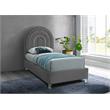 Meridian Furniture Rainbow Gray Velvet Twin Bed in Acrylic Finish