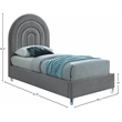 Meridian Furniture Rainbow Gray Velvet Twin Bed in Acrylic Finish