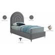 Meridian Furniture Rainbow Gray Velvet Twin Bed in Acrylic Finish