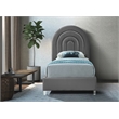 Meridian Furniture Rainbow Gray Velvet Twin Bed in Acrylic Finish