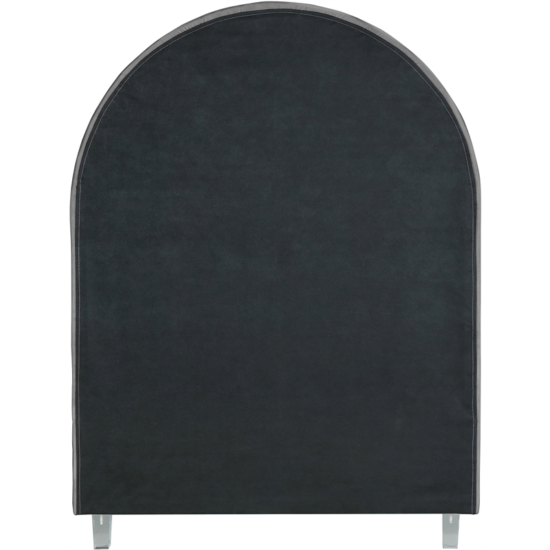 Meridian Furniture Rainbow Gray Velvet Twin Bed in Acrylic Finish