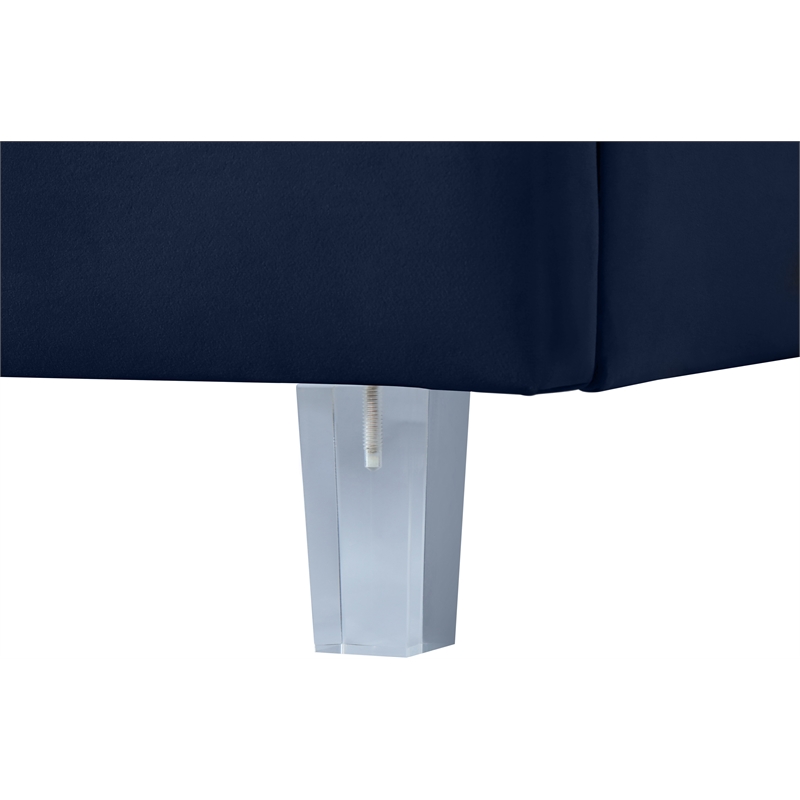Meridian Furniture Rainbow Navy Velvet King Bed in Acrylic Finish