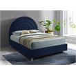 Meridian Furniture Rainbow Navy Velvet Queen Bed in Acrylic Finish