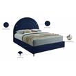 Meridian Furniture Rainbow Navy Velvet Queen Bed in Acrylic Finish