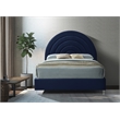 Meridian Furniture Rainbow Navy Velvet Queen Bed in Acrylic Finish