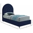 Meridian Furniture Rainbow Navy Velvet Twin Bed in Acrylic Finish