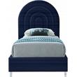 Meridian Furniture Rainbow Navy Velvet Twin Bed in Acrylic Finish
