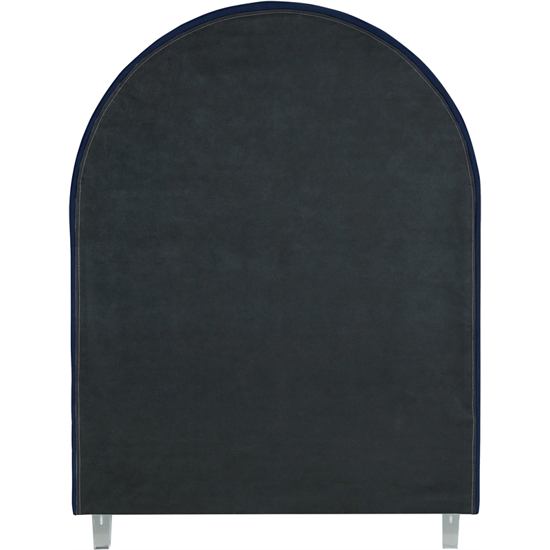 Meridian Furniture Rainbow Navy Velvet Twin Bed in Acrylic Finish