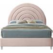 Meridian Furniture Rainbow Pink Velvet Full Bed in Acrylic Finish