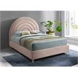 Meridian Furniture Rainbow Pink Velvet Queen Bed in Acrylic Finish
