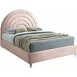 Meridian Furniture Rainbow Pink Velvet Queen Bed in Acrylic Finish