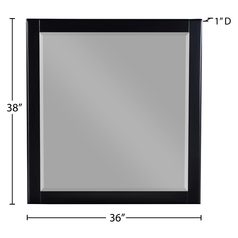Meridian Furniture Zayne Contemporary Mirror in Rich Black Finish