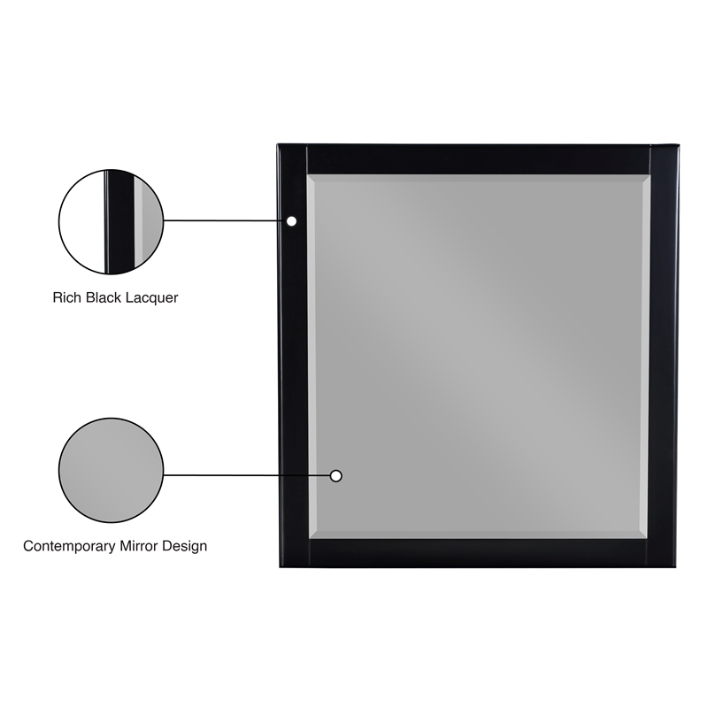 Meridian Furniture Zayne Contemporary Mirror in Rich Black Finish