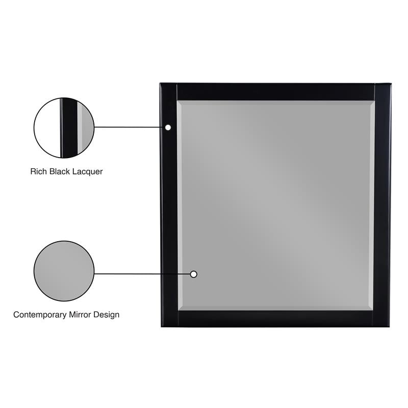 Meridian Furniture Zayne Contemporary Mirror in Rich Black Finish