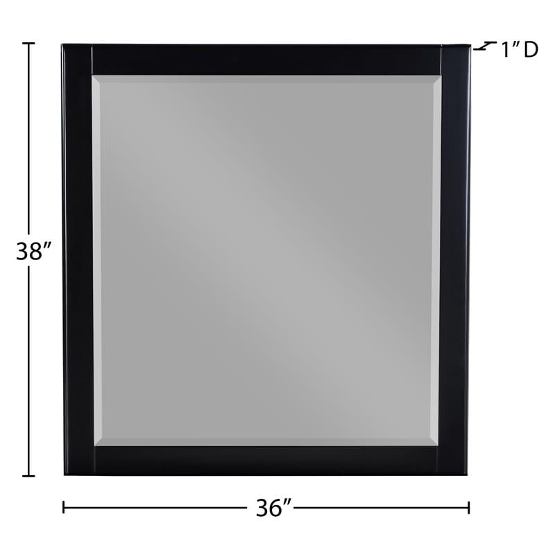 Meridian Furniture Zayne Contemporary Mirror in Rich Black Finish