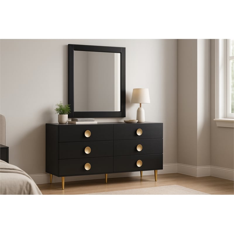 Meridian Furniture Zayne Contemporary Mirror in Rich Black Finish