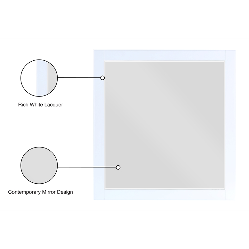 Meridian Furniture Zayne Contemporary Mirror in Rich White Finish