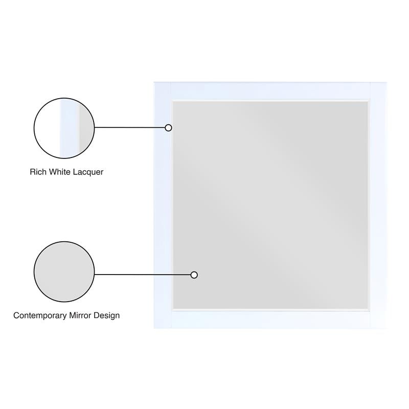 Meridian Furniture Zayne Contemporary Mirror in Rich White Finish