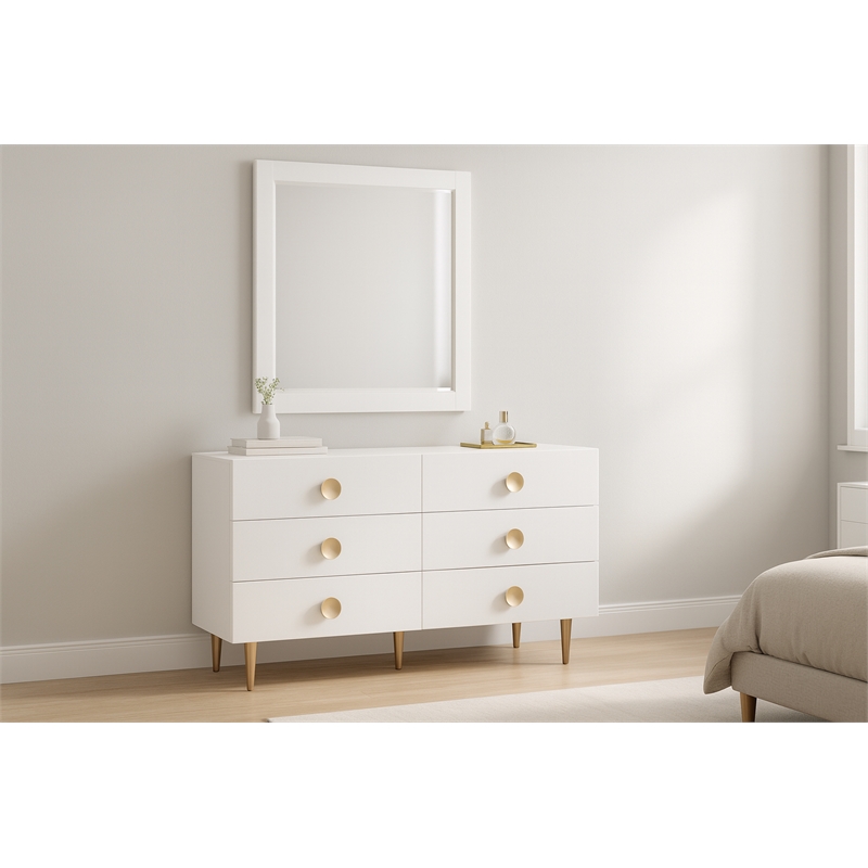 Meridian Furniture Zayne Contemporary Mirror in Rich White Finish