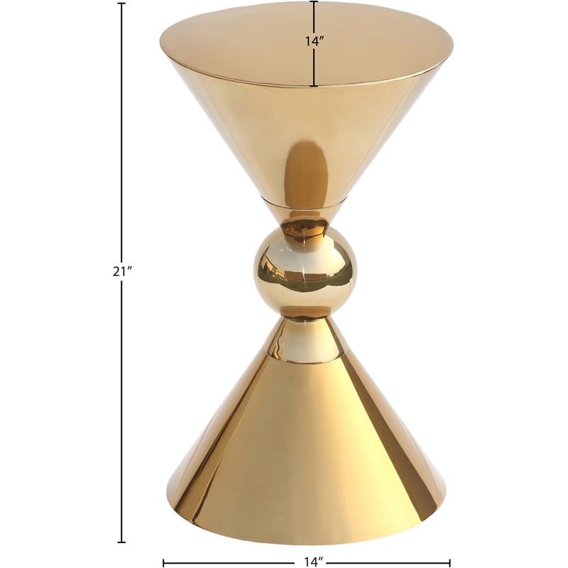Meridian Furniture Malia Gold Metal Hourglass Shaped End Table