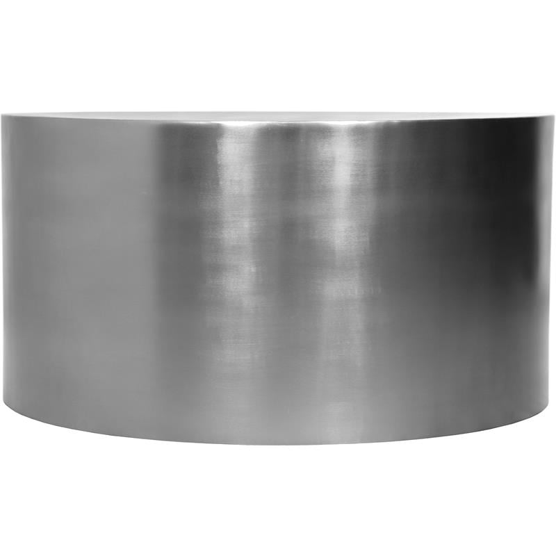 Meridian Furniture Cylinder Round Brushed Chrome Metal Coffee Table