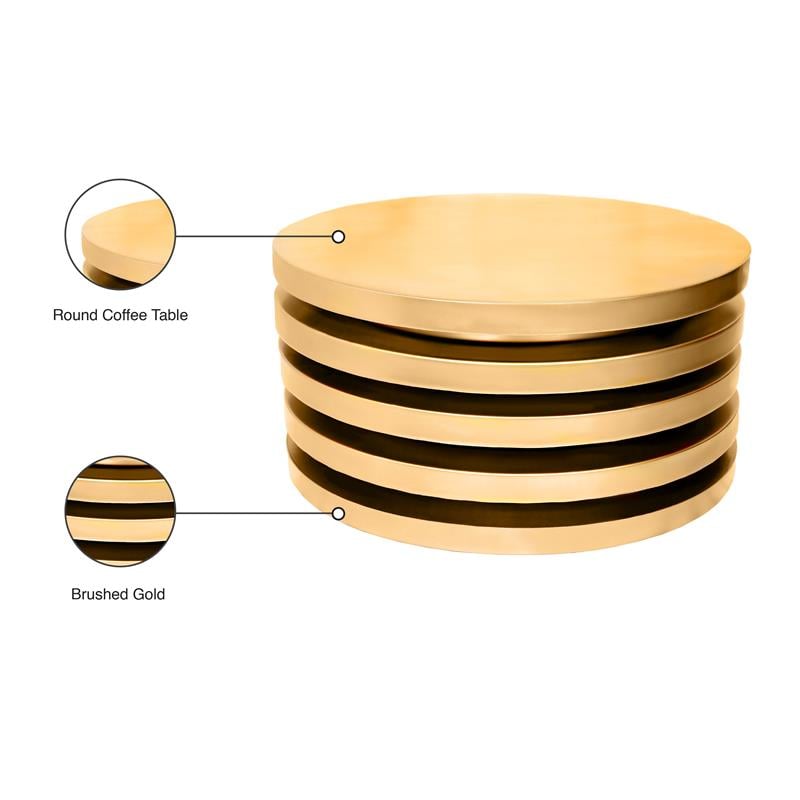 Meridian Furniture Levels Brushed Gold Round Coffee Table