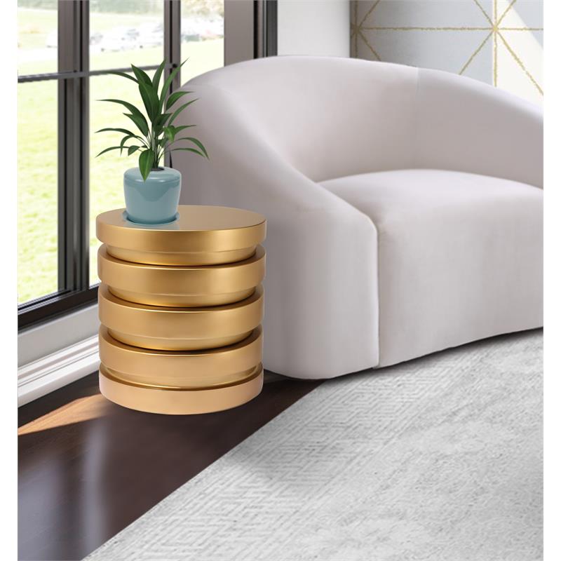Meridian Furniture Levels Brushed Gold Round End Table