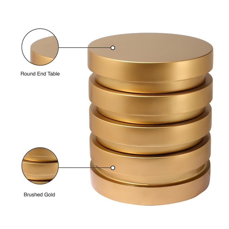 Meridian Furniture Levels Brushed Gold Round End Table