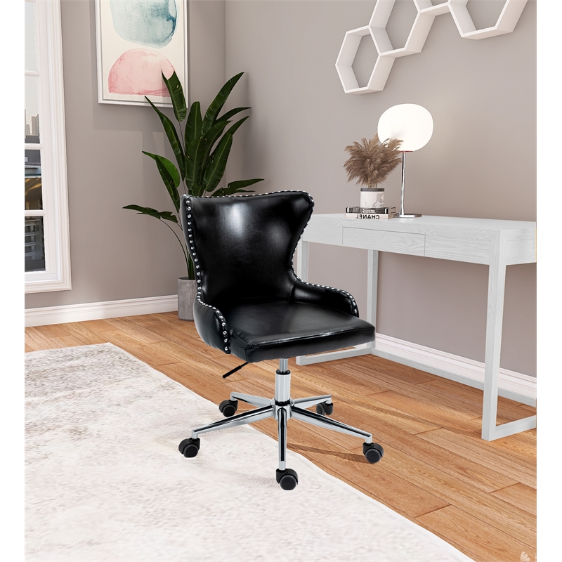 Meridian Furniture Hendrix Swivel Adjustable Black Vegan Leather Office Chair