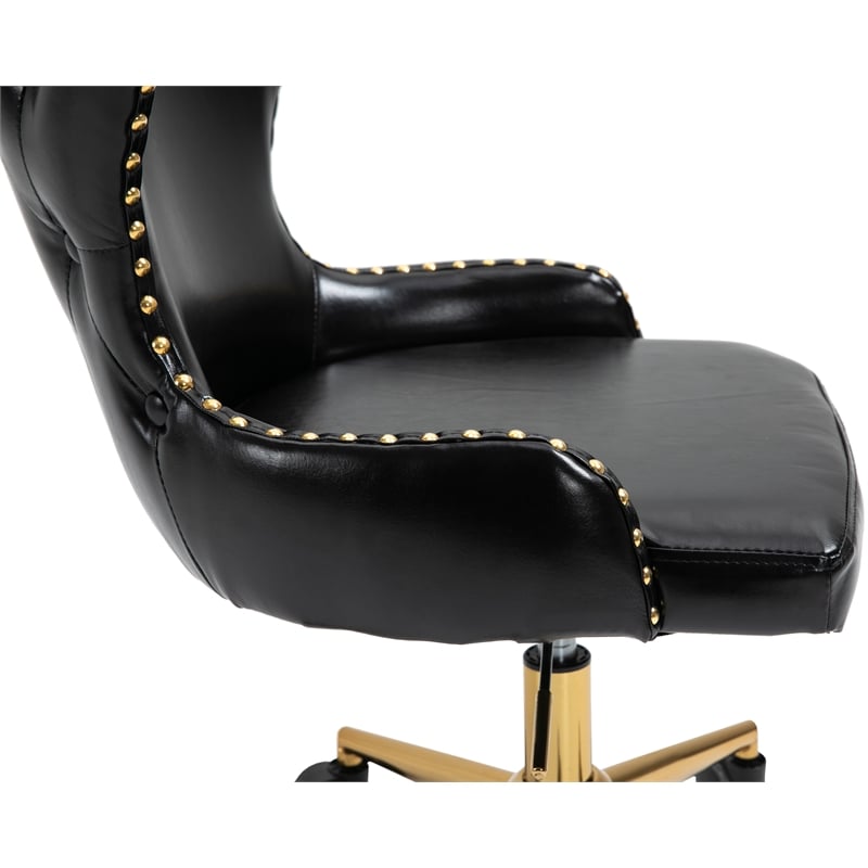 Meridian Furniture Hendrix Swivel Adjustable Black Vegan Leather Office Chair