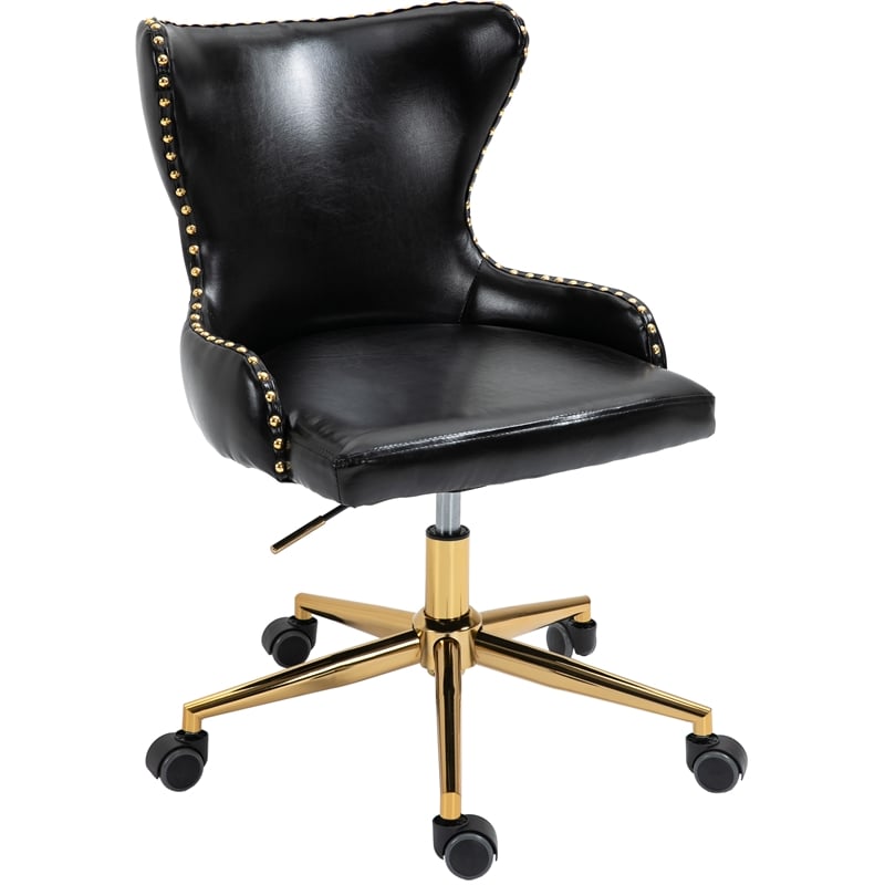 Meridian Furniture Hendrix Swivel Adjustable Black Vegan Leather Office Chair