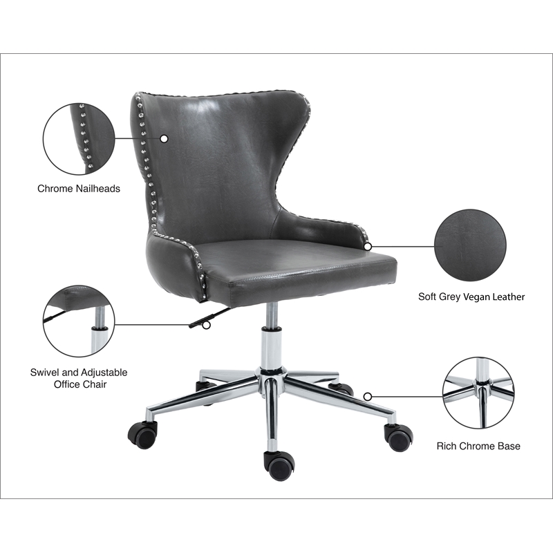 Meridian Furniture Hendrix Faux Leather Office Chair - Chrome Meridian Furniture Hendrix Faux Leather Office Chair - Chrome