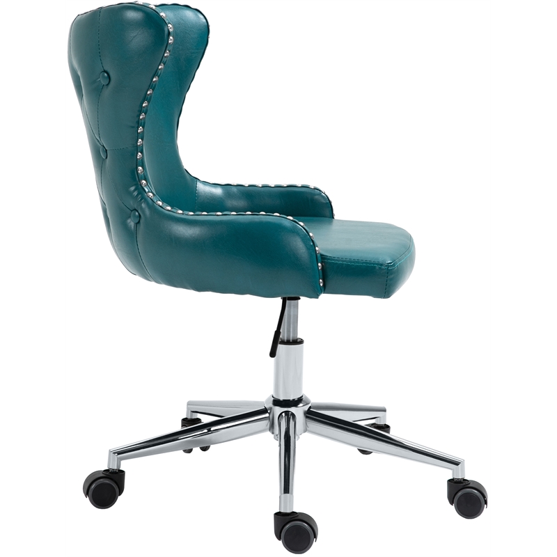 Meridian Furniture Hendrix Swivel Adjustable Blue Faux Leather Office Chair