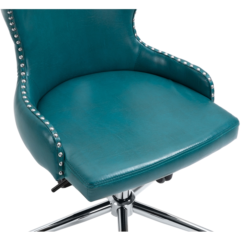 Teal leather office online chair