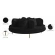 Meridian Furniture Circlet Black Velvet Roundabout Sofa with Gold Iron Legs