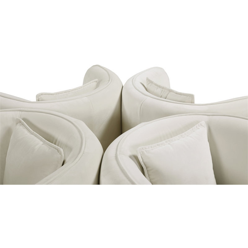 Meridian Furniture Circlet Cream Velvet Roundabout Sofa with Gold Iron Legs