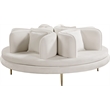 Meridian Furniture Circlet Cream Velvet Roundabout Sofa with Gold Iron Legs