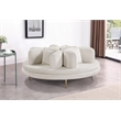 Meridian Furniture Circlet Cream Velvet Roundabout Sofa with Gold Iron Legs