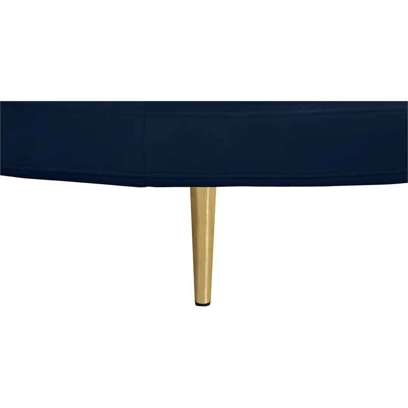 Meridian Furniture Circlet Navy Velvet Roundabout Sofa with Gold Iron Legs