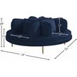 Meridian Furniture Circlet Navy Velvet Roundabout Sofa with Gold Iron Legs