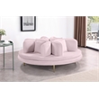 Meridian Furniture Circlet Pink Velvet Roundabout Sofa with Gold Iron Legs