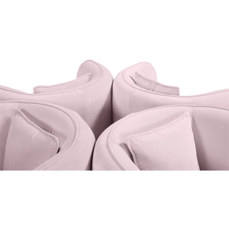 Meridian Furniture Circlet Pink Velvet Roundabout Sofa with Gold Iron Legs