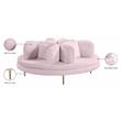 Meridian Furniture Circlet Pink Velvet Roundabout Sofa with Gold Iron Legs